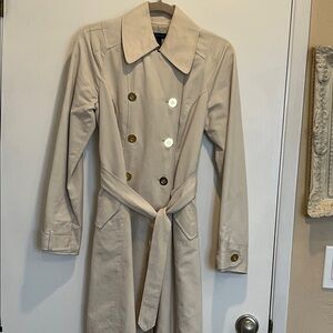 INC International Concepts Beige Double-Breasted Trench Coat